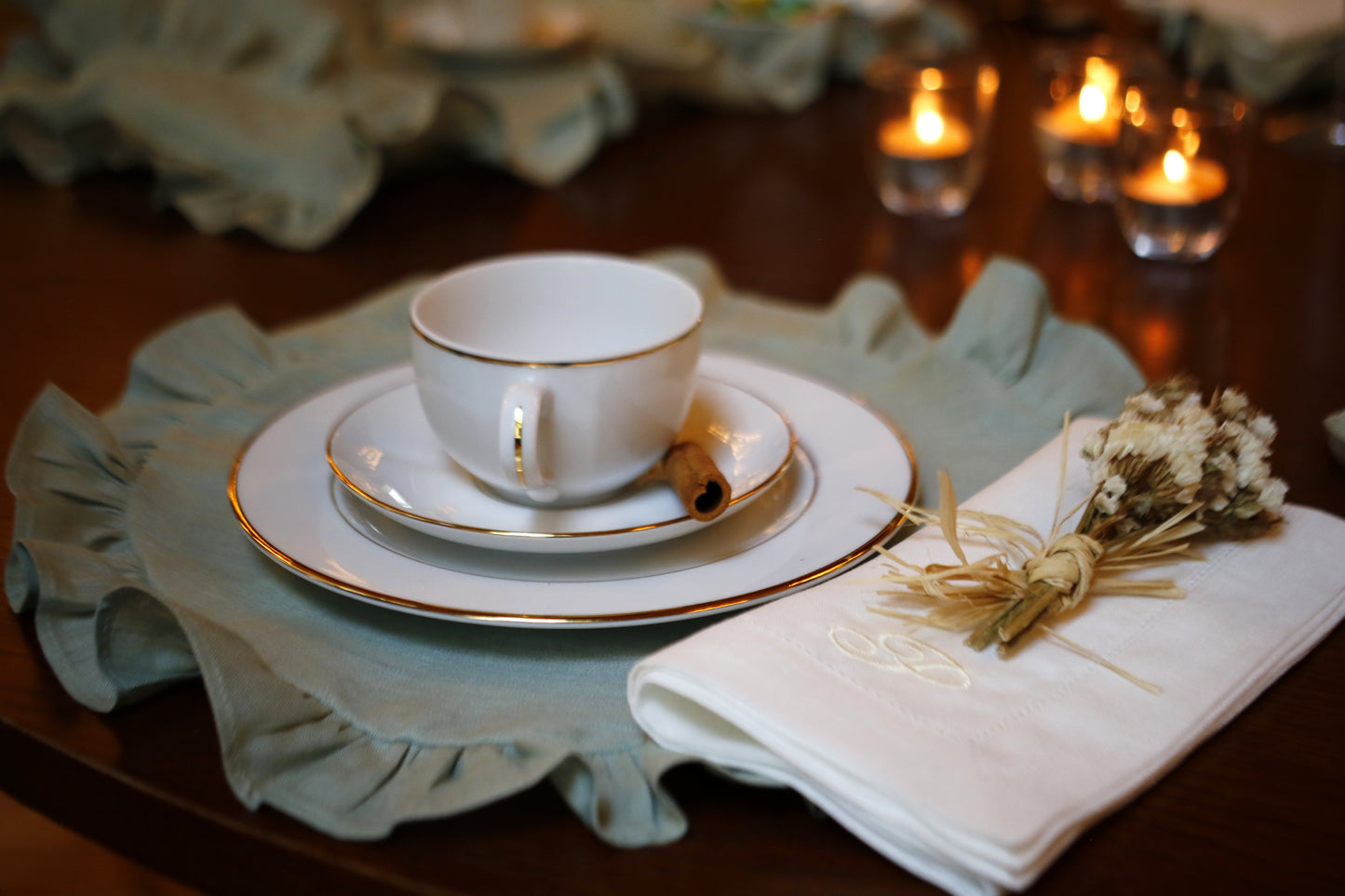 Guardanapo Bainha Aberta com Inicial em Linho Certificado