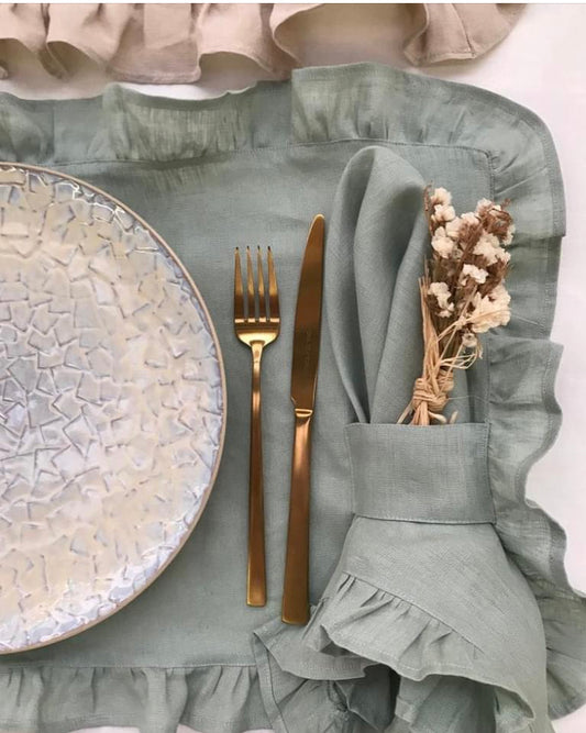 Individual Com Folho e Argola Para Colocar Guardanapo