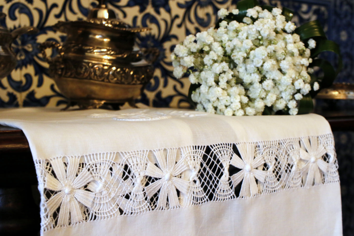 Hand Embroidered Christening Towel